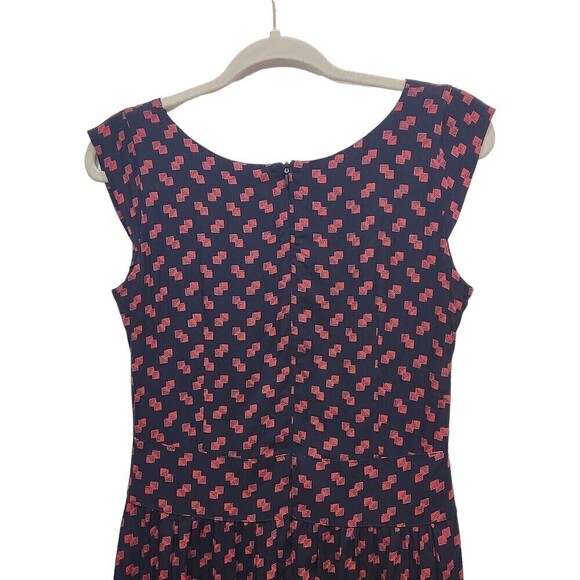 Naama BEZALEL Israeli Designer Cap Sleeve Geometric Print Pleated Dress, 36/US 6 - Picture 6 of 11